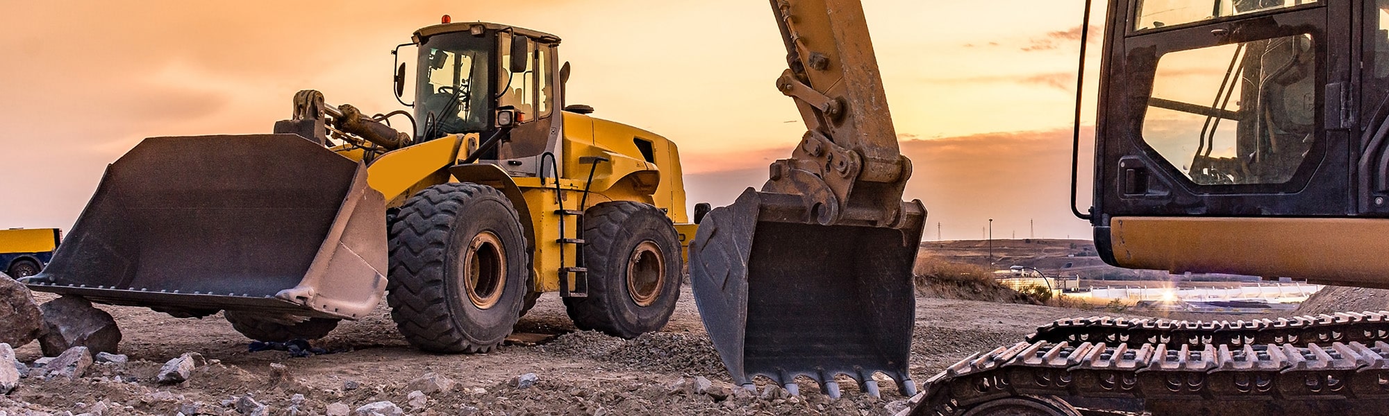 Bulldozer and Excavator